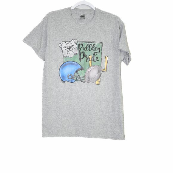 Gildan Men Gray Graphic TShirt Bulldog Pride Heather Crewneck Short Sleeves Sz M - Picture 2 of 5